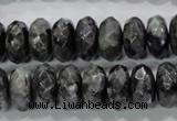 CLB323 15.5 inches 7*14mm faceted rondelle black labradorite beads