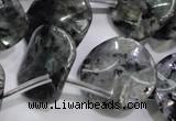 CLB326 Top-drilled 20mm wavy coin black labradorite beads