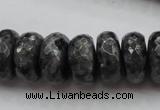 CLB332 15.5 inches 10*18mm faceted rondelle black labradorite beads