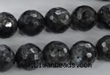 CLB364 15.5 inches 14mm faceted round black labradorite beads wholesale