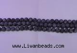 CLB370 15.5 inches 4mm round matte black labradorite beads