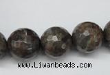 CLB406 15.5 inches 16mm faceted round grey labradorite beads