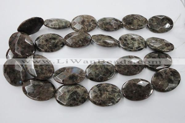 CLB417 15.5 inches 25*35mm faceted oval grey labradorite beads