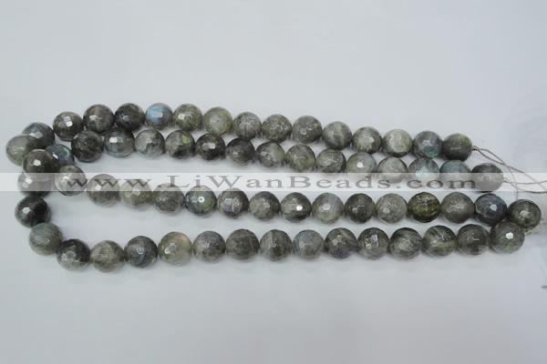 CLB515 15.5 inches 14mm faceted round labradorite gemstone beads