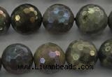 CLB615 15.5 inches 14mm faceted round AB-color labradorite beads