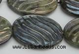 CLB670 15.5 inches 25*35mm carved oval AB-color labradorite beads