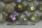 CLB677 15.5 inches 10mm faceted coin AB-color labradorite beads