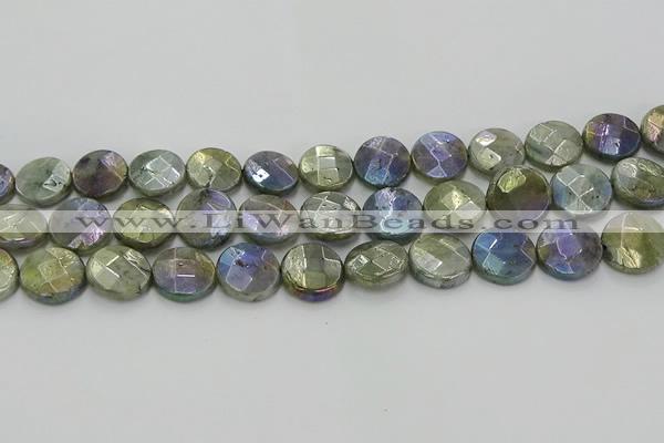 CLB679 15.5 inches 15mm faceted coin AB-color labradorite beads