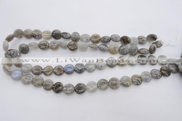 CLB735 15.5 inches 10mm flat round labradorite gemstone beads