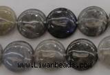 CLB74 15.5 inches 15mm flat round labradorite beads wholesale