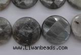 CLB745 15.5 inches 18mm faceted coin labradorite gemstone beads