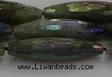 CLB790 15.5 inches 10*40mm faceted rice AB-color labradorite beads