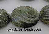 CLB99 15.5 inches 22*30mm carved oval labradorite beads