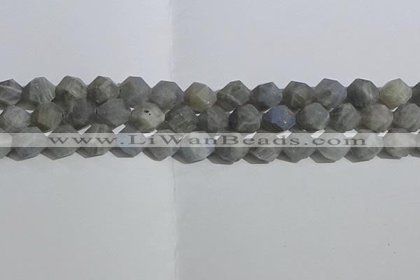 CLB999 15.5 inches 12mm faceted nuggets matte labradorite beads