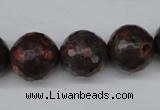 CLD106 15.5 inches 16mm faceted round leopard skin jasper beads