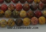 CLD211 15.5 inches 6mm round matte leopard skin jasper beads