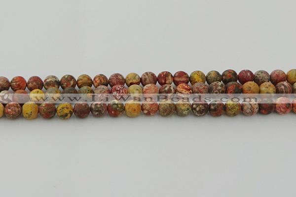 CLD212 15.5 inches 8mm round matte leopard skin jasper beads