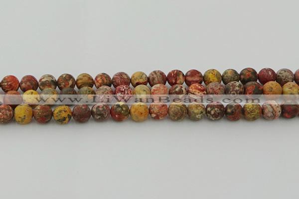 CLD213 15.5 inches 10mm round matte leopard skin jasper beads