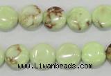 CLE49 15.5 inches 12mm flat round lemon turquoise beads wholesale