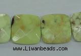 CLE61 15.5 inches 20*20mm faceted square lemon turquoise beads