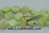 CLE67 15.5 inches 10*10mm faceted diamond lemon turquoise beads