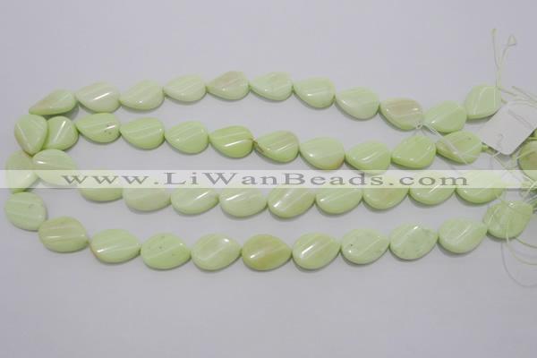 CLE83 15.5 inches 13*18mm twisted flat teardrop lemon turquoise beads