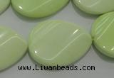 CLE86 15.5 inches 22*30mm twisted flat teardrop lemon turquoise beads