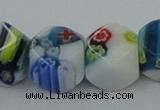 CLG534 16 inches 10*10mm faceted cube lampwork glass beads