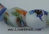 CLG535 16 inches 10*13mm faceted cuboid lampwork glass beads