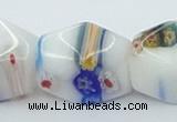 CLG536 16 inches 12*15mm faceted cuboid lampwork glass beads