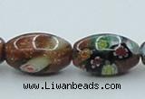 CLG546 16 inches 10*14mm rice goldstone & lampwork glass beads