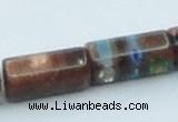 CLG551 16 inches 8*16mm faceted cylinder goldstone & lampwork beads