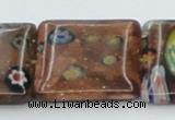 CLG557 16 inches 20*20mm square goldstone & lampwork glass beads