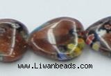 CLG558 16 inches 18*18mm heart goldstone & lampwork glass beads