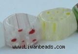 CLG579 16 inches 12*15mm faceted cuboid lampwork glass beads