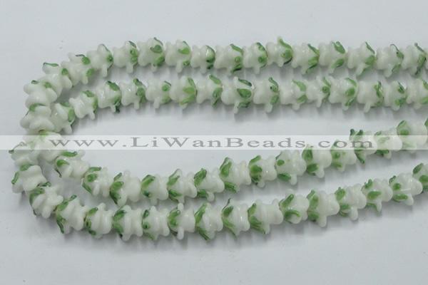 CLG796 15.5 inches 11*13mm rose lampwork glass beads wholesale