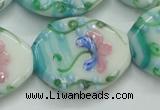 CLG800 15.5 inches 22*28mm oval lampwork glass beads wholesale