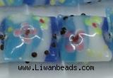 CLG808 15.5 inches 20*20mm square lampwork glass beads wholesale