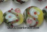 CLG814 15.5 inches 18mm flat round lampwork glass beads wholesale