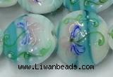 CLG819 15.5 inches 20mm flat round lampwork glass beads wholesale