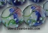 CLG822 15.5 inches 20mm flat round lampwork glass beads wholesale