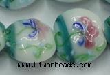 CLG824 15.5 inches 20mm flat round lampwork glass beads wholesale