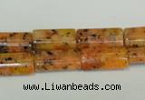 CLJ301 15.5 inches 8*16mm flat tube dyed sesame jasper beads wholesale