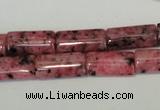 CLJ302 15.5 inches 8*16mm flat tube dyed sesame jasper beads wholesale