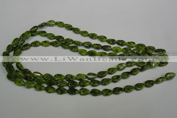 CLJ330 15.5 inches 8*12mm flat teardrop dyed sesame jasper beads