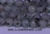 CLJ421 15.5 inches 6mm faceted round sesame jasper beads