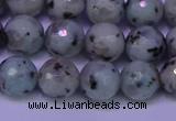 CLJ423 15.5 inches 10mm faceted round sesame jasper beads