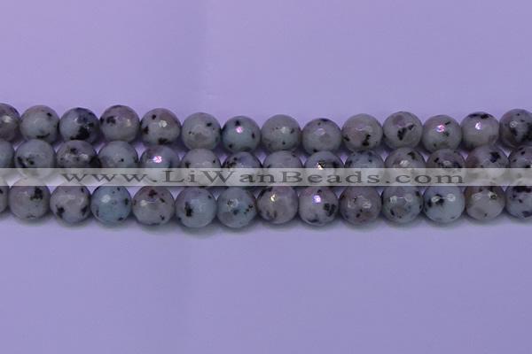 CLJ425 15.5 inches 14mm faceted round sesame jasper beads