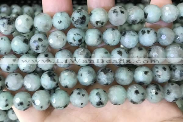 CLJ433 15.5 inches 12mm faceted round sesame jasper beads