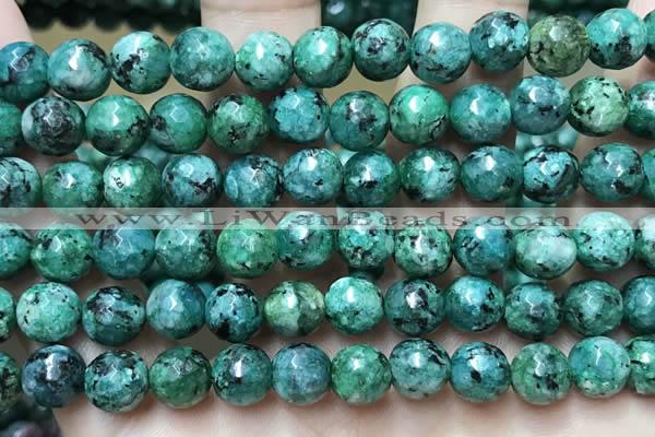 CLJ559 15.5 inches 6mm,8mm,10mm & 12mm faceted round sesame jasper beads